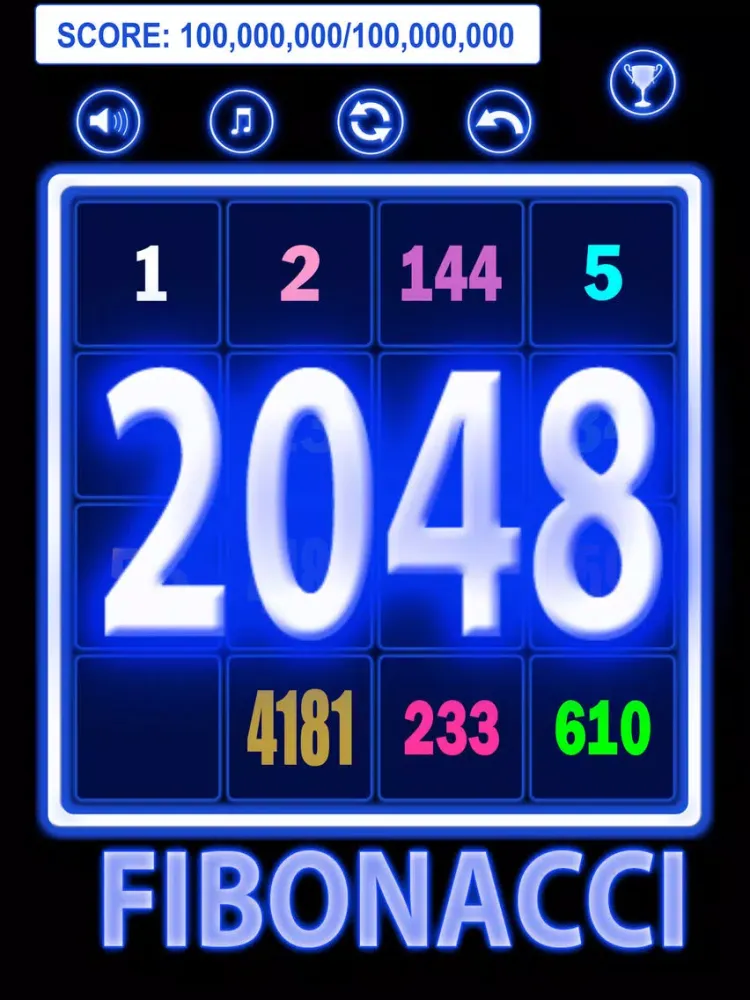 تصاویر 2048 Neon Glow Fibonacci iPad 