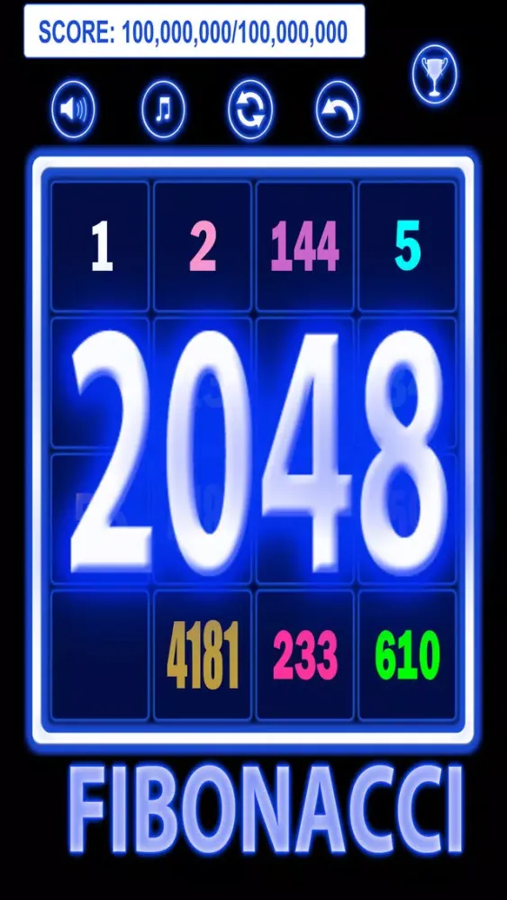 تصاویر 2048 Neon Glow Fibonacci