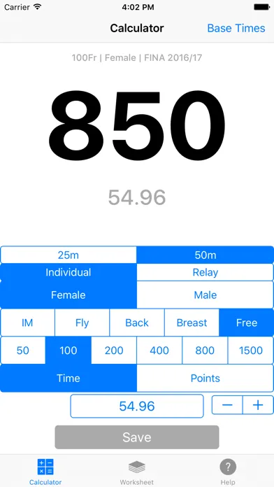SwimX Pro - FINA Points Easy स्क्रीनशॉट