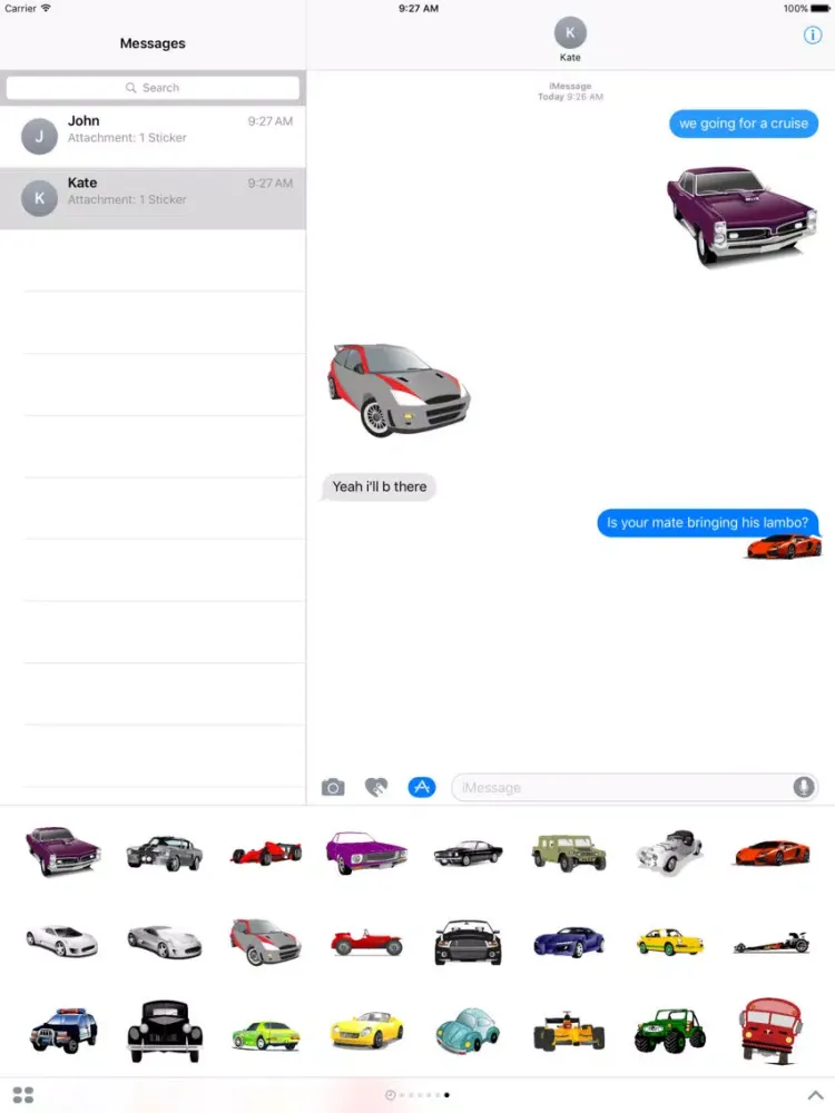Carmoji Stickers - Car Stickers For iMessage iPad 应用截图