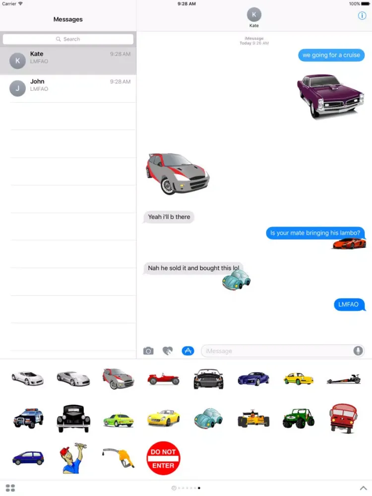 Carmoji Stickers - Car Stickers For iMessage iPad 应用截图