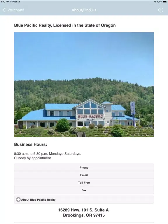 Ảnh chụp màn hình của Blue Pacific Realty iPad 