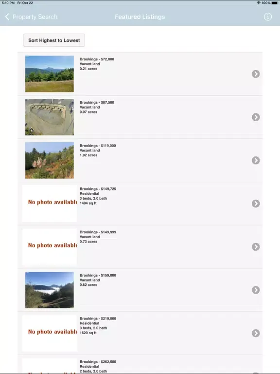 Ảnh chụp màn hình của Blue Pacific Realty iPad 