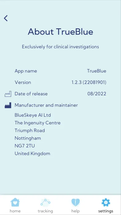 TrueBlue Clinical Study Screenshots