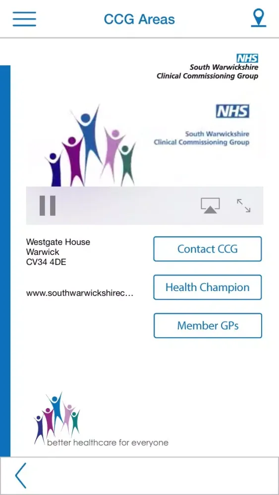 Tangkapan skrin NHS Health Sat Nav - Coventry & Warwickshire