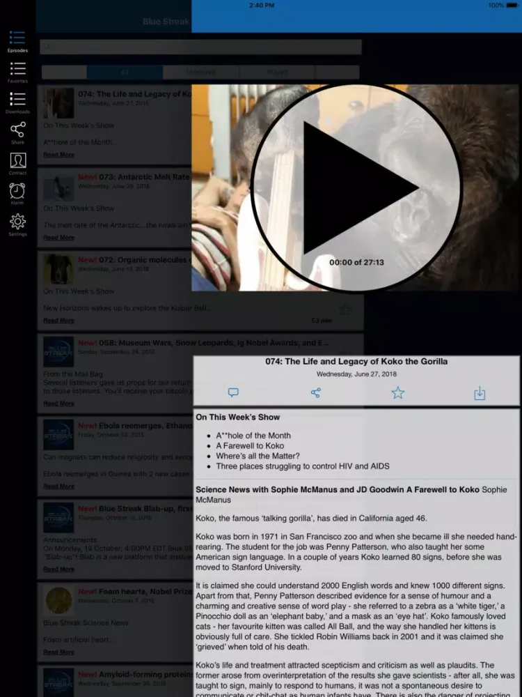 Captures d'écran de Blue Streak Science iPad 