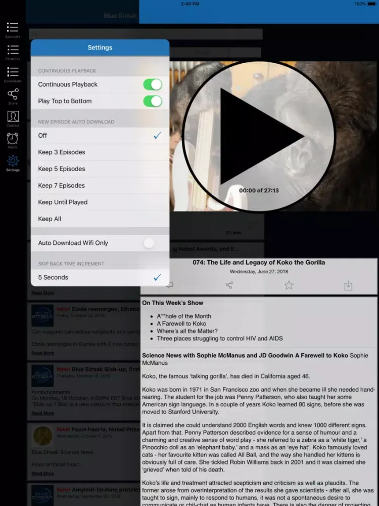 Captures d'écran de Blue Streak Science iPad 