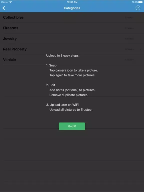 Ảnh chụp màn hình của Asset Snap iPad 