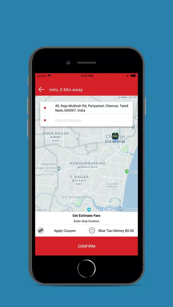Blue Taxi App Screenshots