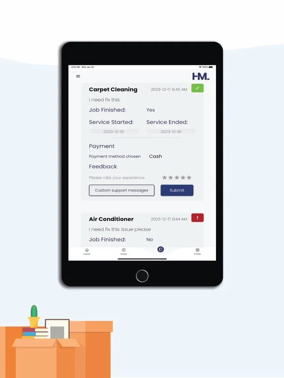 Tangkapan layar HML Facility management iPad 