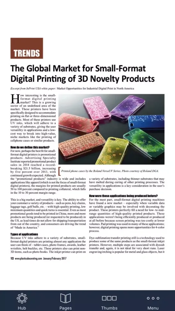 ภาพหน้าจอของ Plastics Decorating Magazine