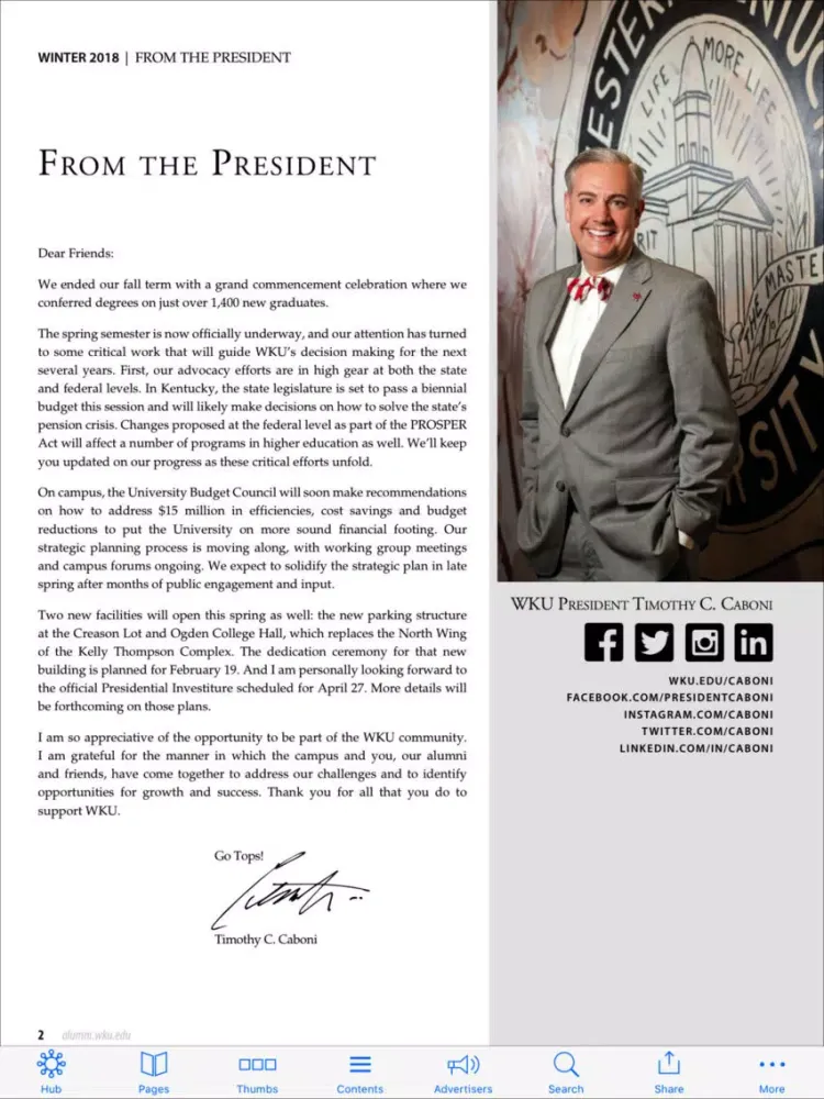 WKU SPIRIT iPad Screenshots