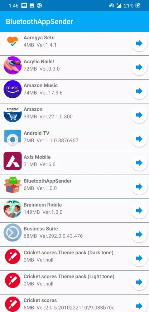 Tangkapan skrin Bluetooth App Share - APK Shar