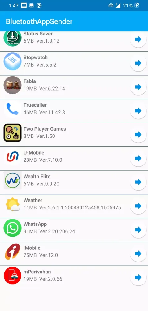 Tangkapan skrin Bluetooth App Share - APK Shar