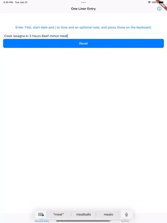 ภาพหน้าจอของ One Liner Entry iPad 