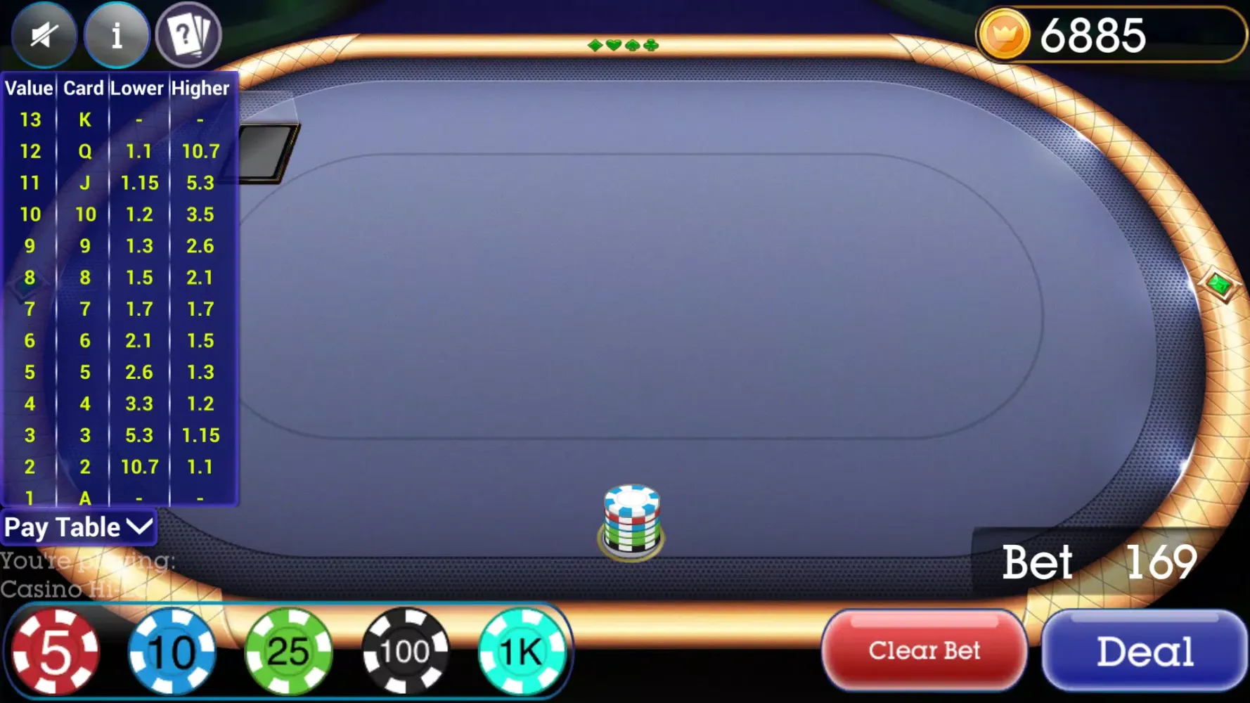 Zrzuty ekranu Casino High Low