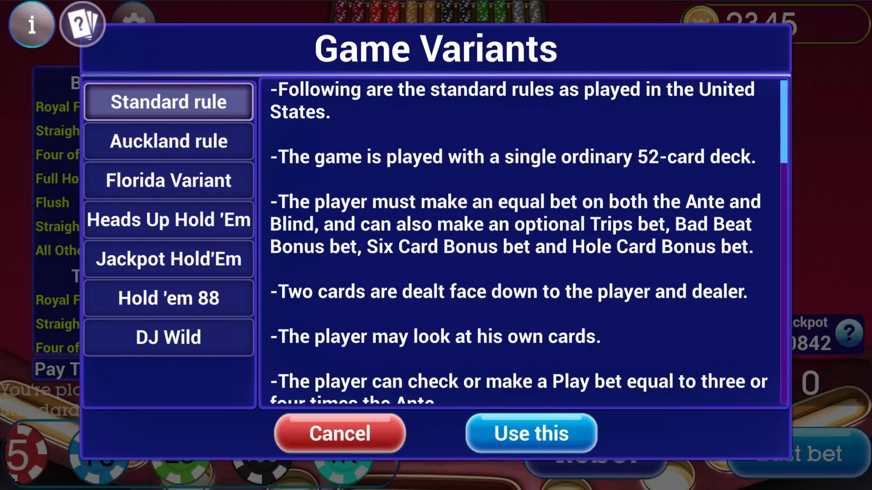 Zrzuty ekranu Ultimate Poker Texas Holdem