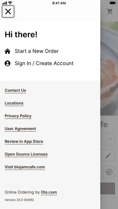 Zrzuty ekranu Blu Jam Cafe Online Ordering