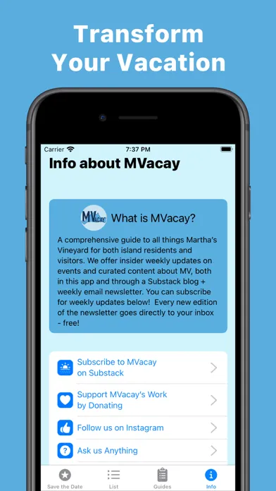 MVacay Events Screenshots