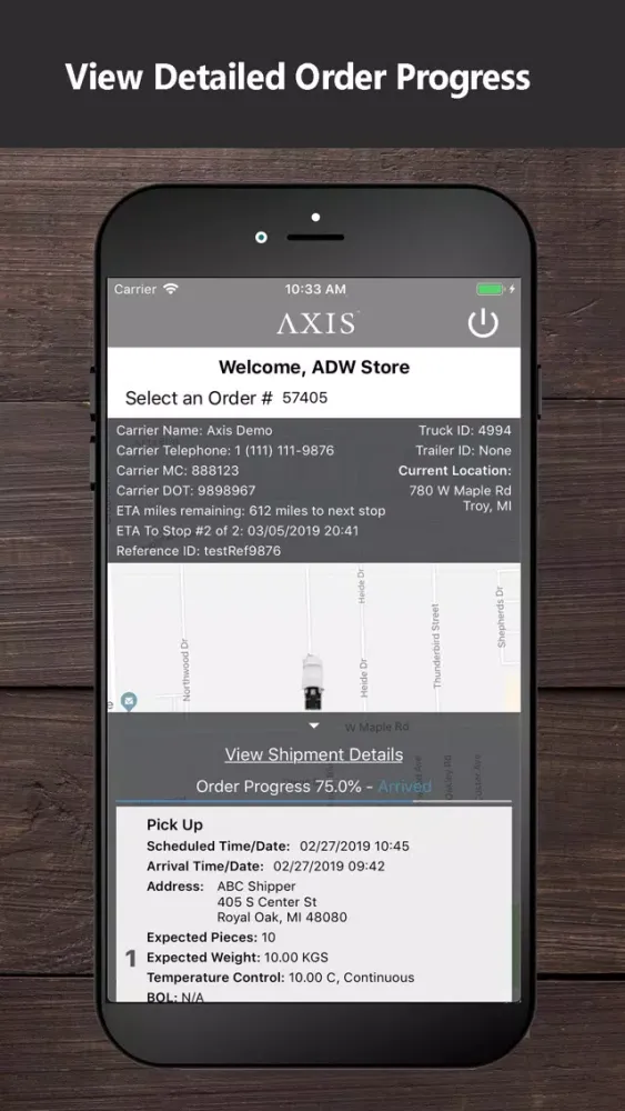 Zrzuty ekranu Axis TMS Track and Trace
