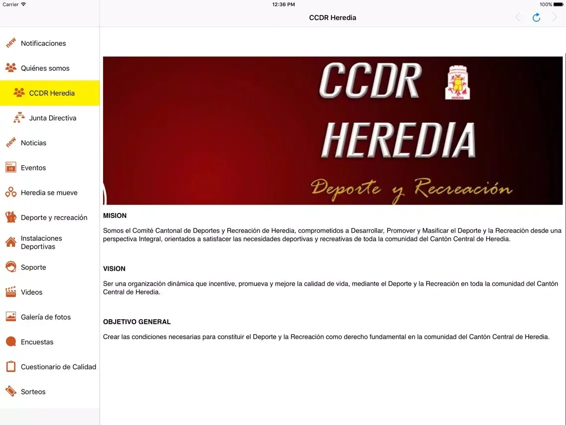 Zrzuty ekranu CCDR Heredia iPad 