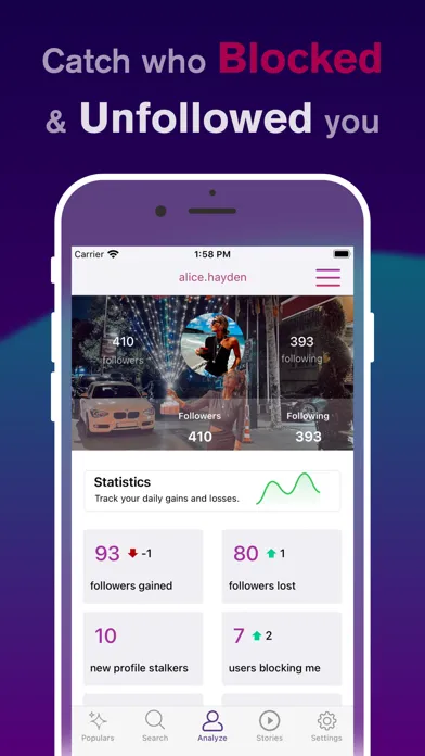 Tangkapan skrin Profile Reports Tracker