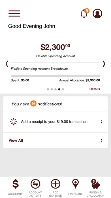 ภาพหน้าจอของ BMA Health Spending Account