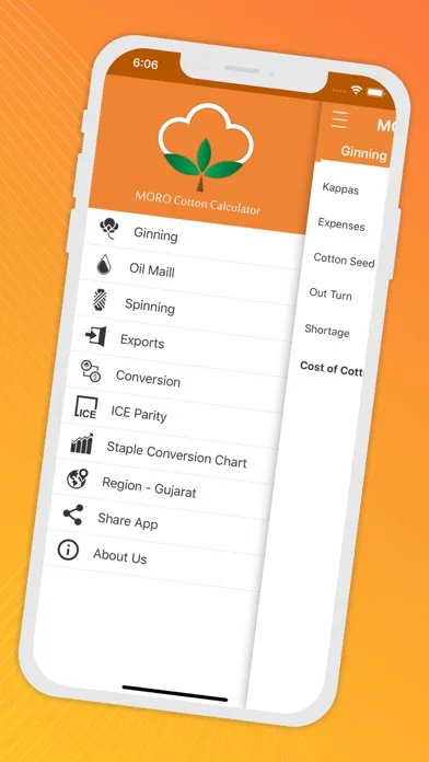 Zrzuty ekranu MORO Cotton Calculator