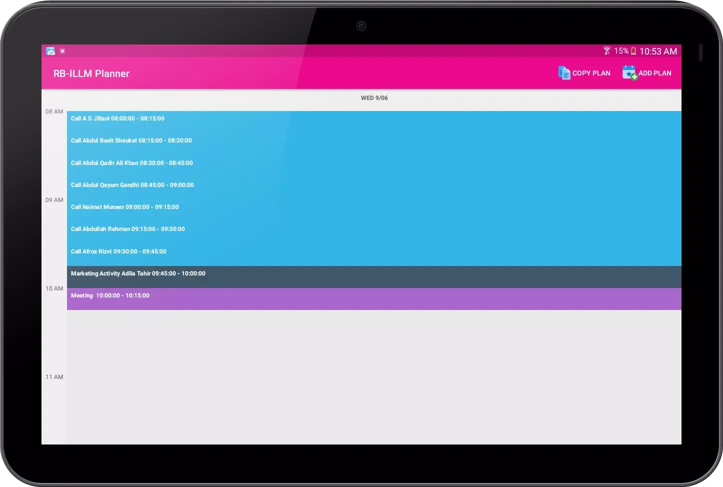 Captures d'écran de RB ILMM Planner