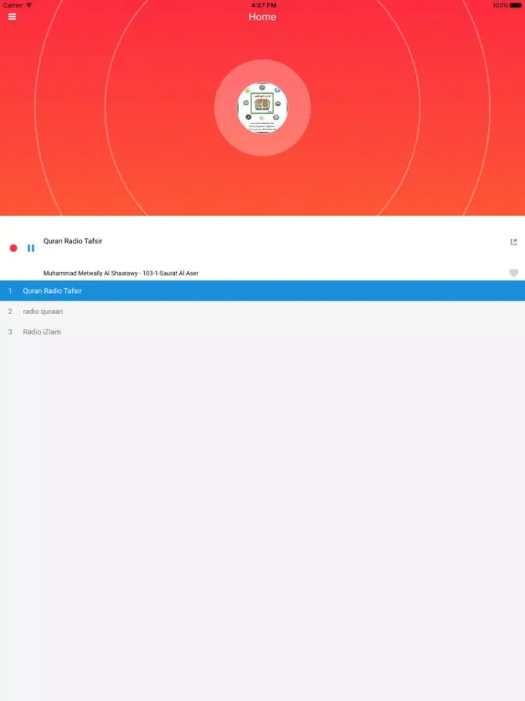 Radio Quran Record iPad  Screenshots