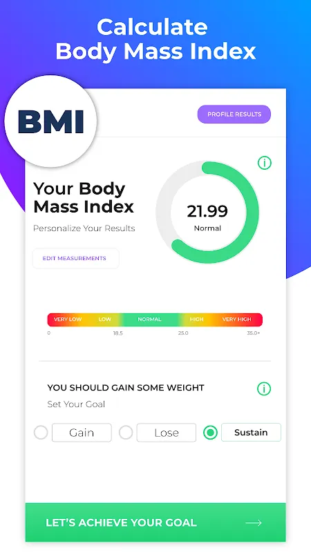 Ảnh chụp màn hình của Bmi Calculator