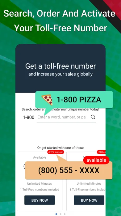 Toll-free 1-800 virtual number سکرین شاٹس