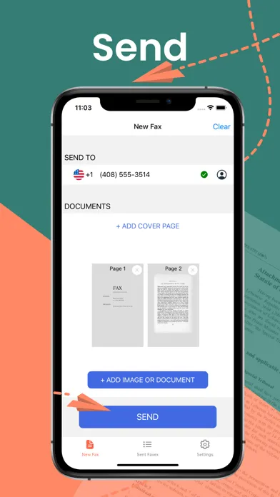 Tangkapan skrin Send / Receive Fax from iPhone