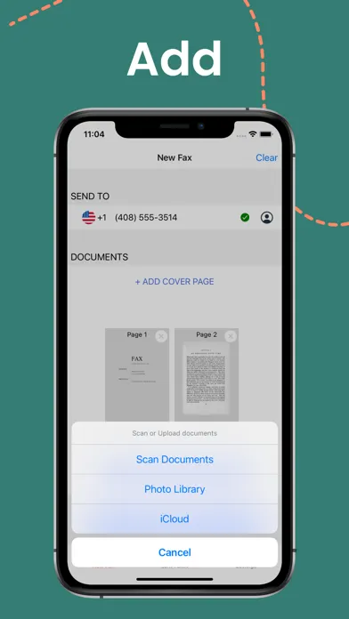 Tangkapan skrin Send / Receive Fax from iPhone