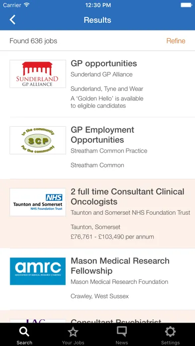 Screenshot di BMJ Careers