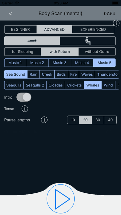 Capturas de tela do Progressive Muscle Relaxation.