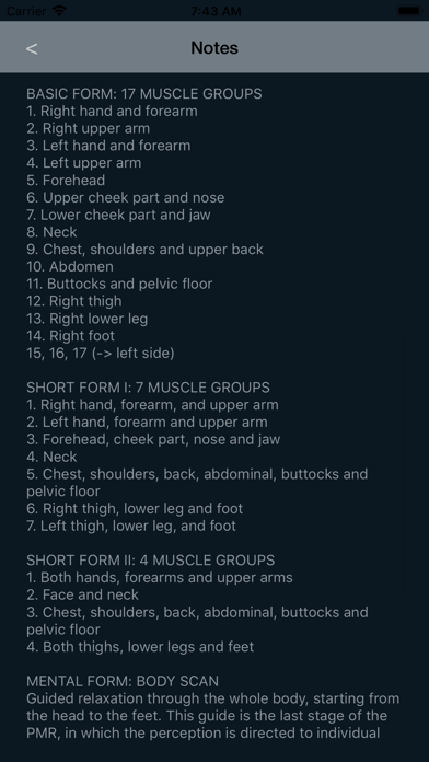 Capturas de tela do Progressive Muscle Relaxation.