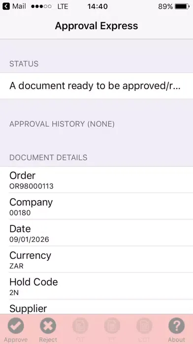 Ảnh chụp màn hình của Approval Express 2.7