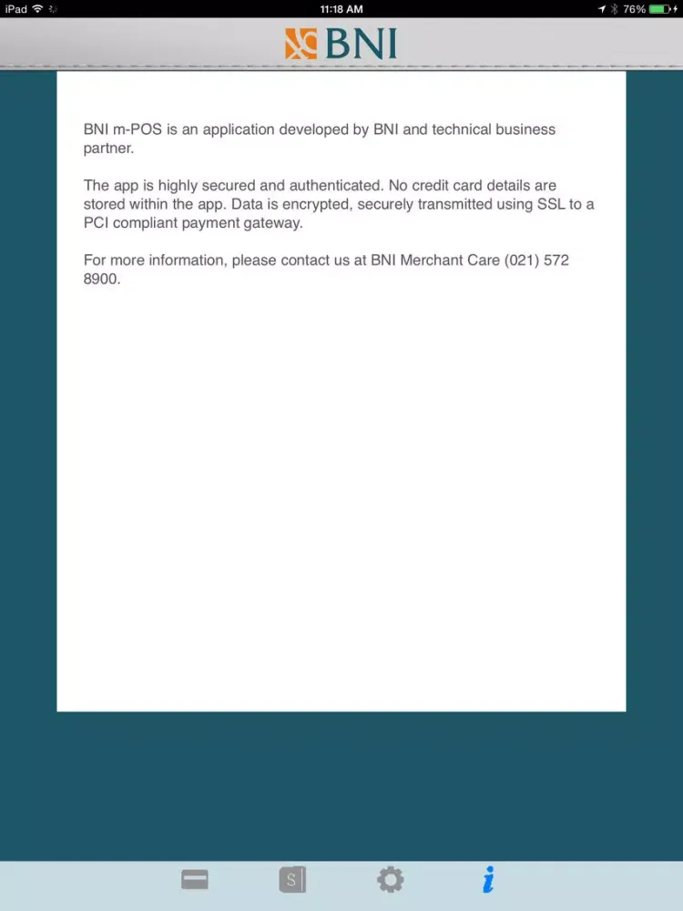 BNI m-POS iPad  স্ক্রিনশট