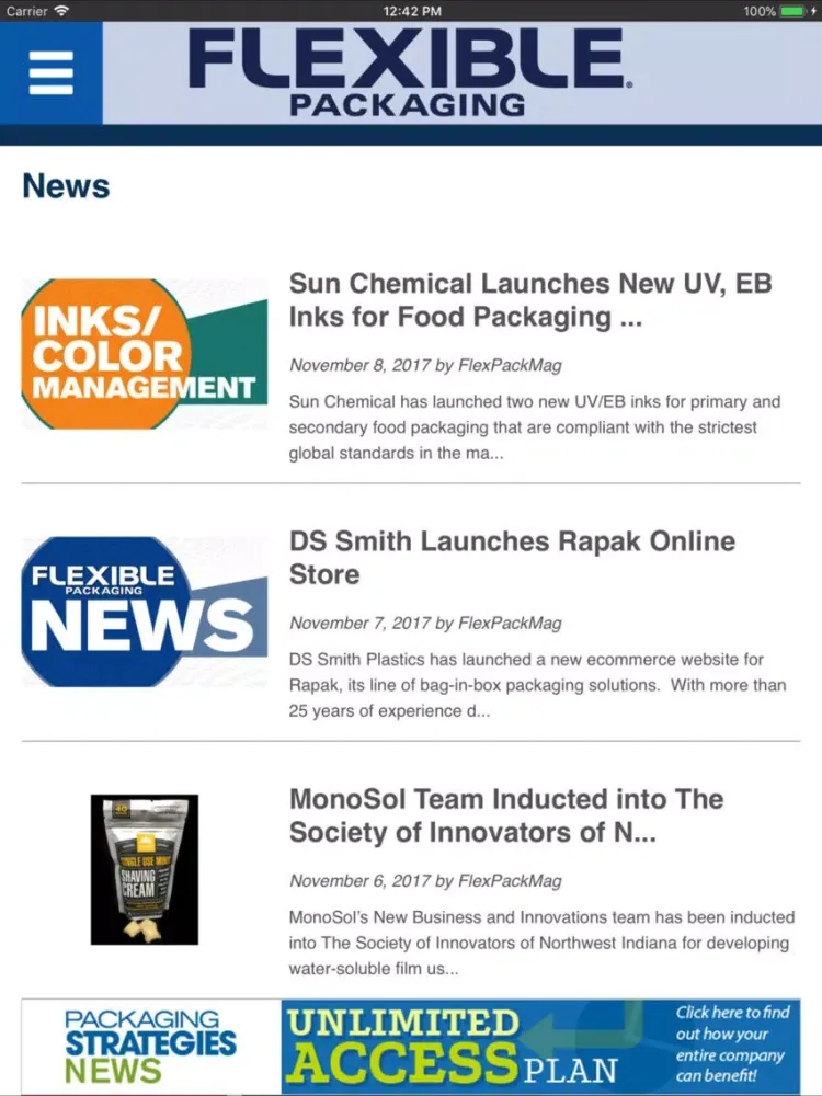 Capturas de tela do Flexible Packaging Magazine iPad 