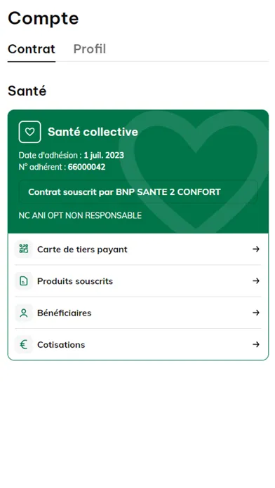 Tangkapan skrin BNP Paribas Protection Santé
