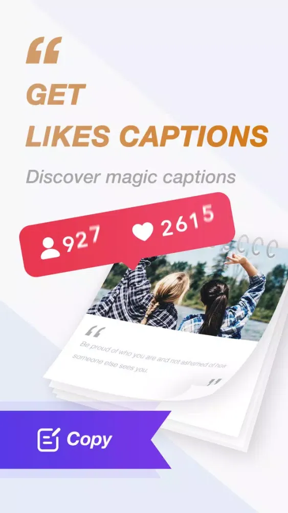 Capturas de tela do Caption Likes for Social Posts