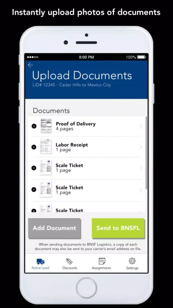 Tangkapan skrin BNSF Logistics Mobile App