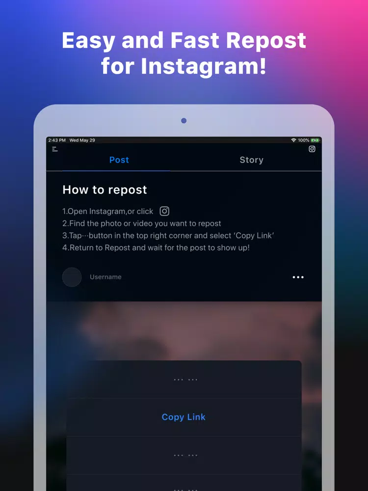 IG Repost - Story&IGTV&Post iPad  Screenshots
