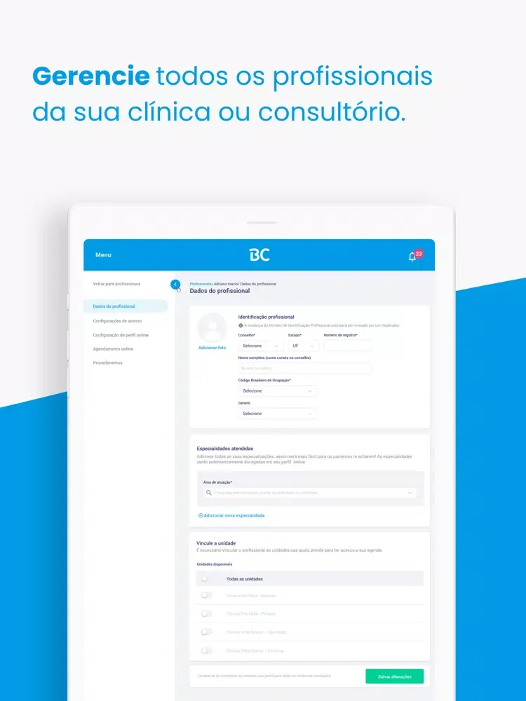 Tangkapan skrin BoaConsulta para Médicos iPad 