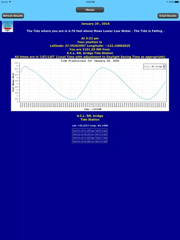 Zrzuty ekranu West Cst Tides Date and Locatn iPad 