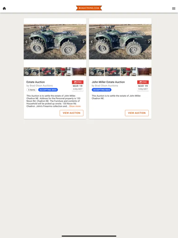 Brad Olson Auctions iPad 應用截圖