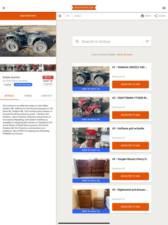 Brad Olson Auctions iPad 應用截圖