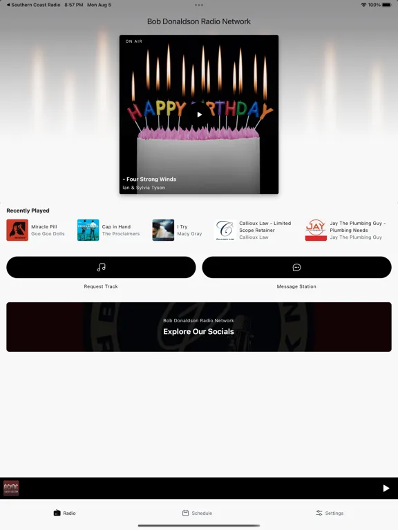 Ảnh chụp màn hình của Bob Donaldson Radio Network iPad 