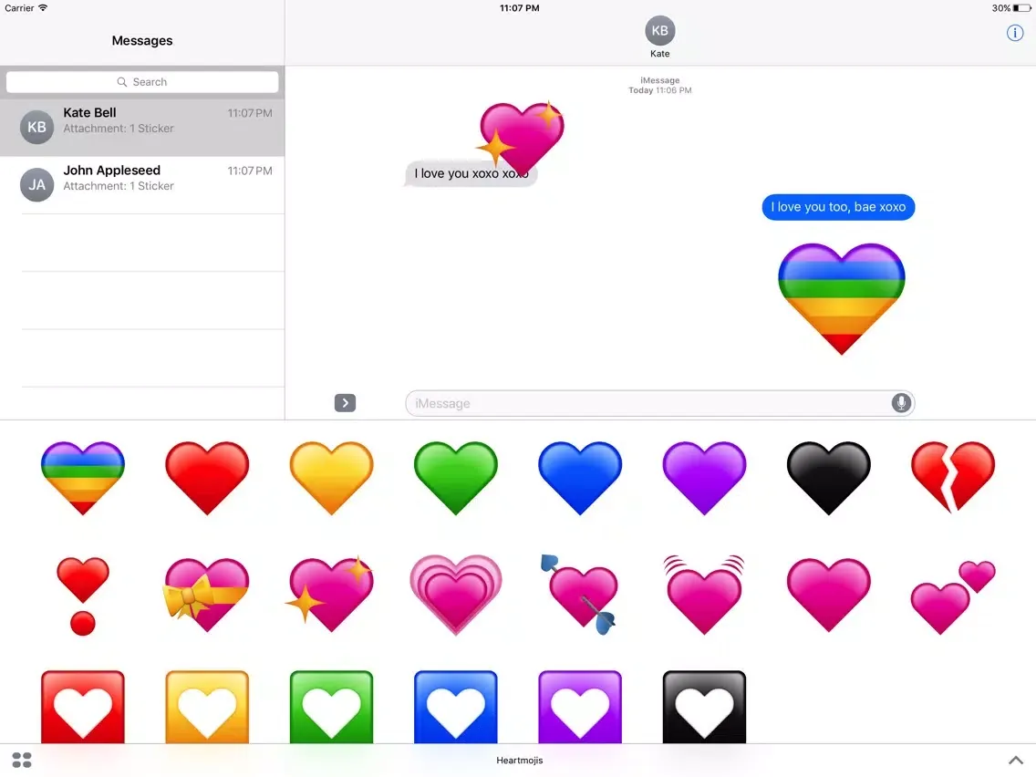 ภาพหน้าจอของ Heartmojis iPad 